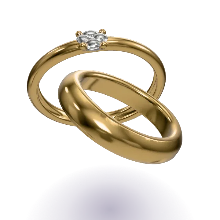 Gold wedding rings in 3D
